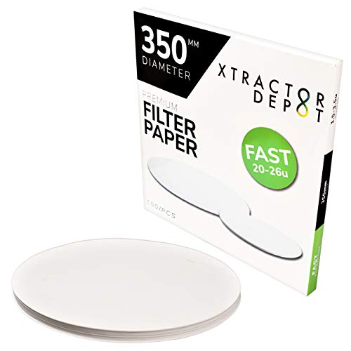 Xtractor Depot 350mm Qualitative Chemistry Lab Filter Paper, 20µm-26µm Micron Particle Retention, 35cm - Fast Flow Extract Filtration - Pack of 100