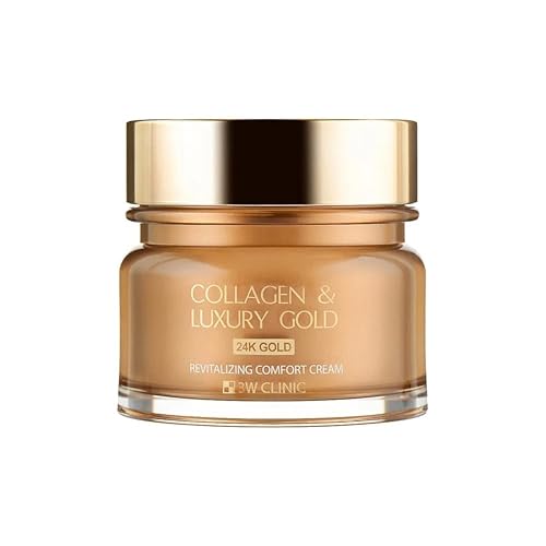 3W Clinic Crema facial hidratante de oro de lujo, 3.4 fl oz (3.38 onzas líquidas) de manteca de karité, ingredientes de oro de 24 quilates,