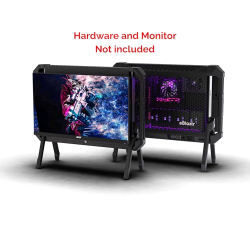 Image of eBlaztr Portable ITX PC Case Full Desktop GPU Performance, Matte Black Aluminum, PCIe 4.0 Riser Cable, DP Ribbon Cable, Patented Leg System