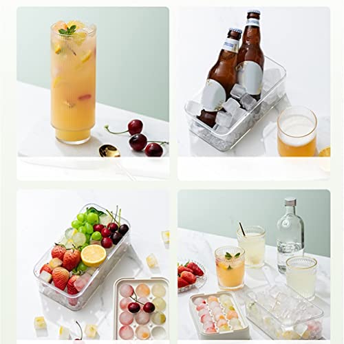 CUDDIKAJI Molde de cubo de gelo à prova de vazamento Moldes de geladeira Esfera branca, Quadrado Bra