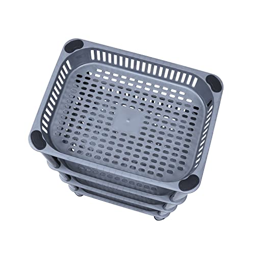 Image of AEXONIZ Plastic Rack for Kitchen Square Baskets for Kitchen Storage Rack Stand Multi-Layer Storage Organizer Trolley Onion Potato Rack for Kitchen,Vegetable Storage Rack(3 Layer, Grey)