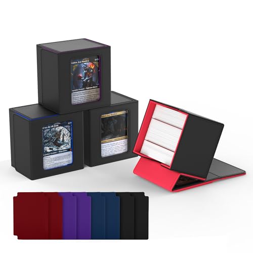 Image of ZLCA 4 PCS MTG Commander Deck Box, Card Deck Box for Trading Card, Holds 110+ Double Sleeved Cards Fits for Magic Cards TCG CCG (Multicolor)