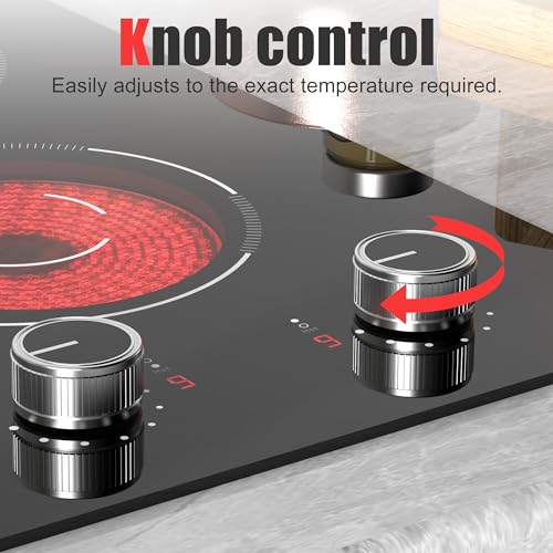 Image of 2 Burner Electric Cooktop 110v Knob Control | 2000W Two Burner Electric Cooktop with Plug, 12 Inch Countertop Stove Top & Built in, estufas electricas de cocina