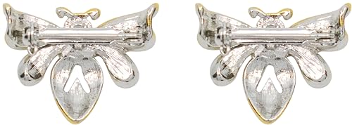 Image of Set of 2 Brooch Lapel Pins With Rhinestones