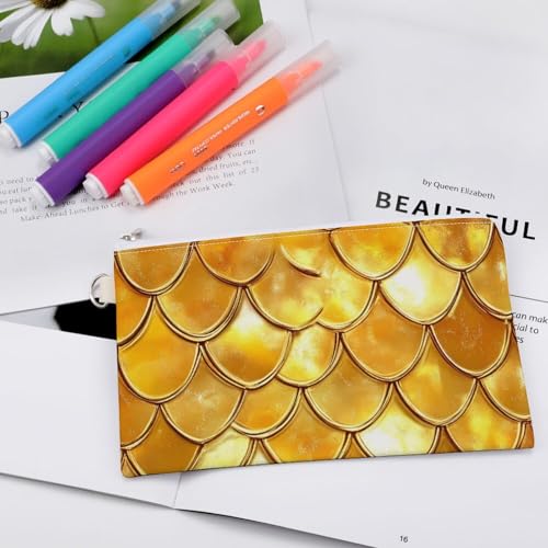 Golden Shiny Dragon Scale Fashion Coin Purse Change Makeup Bag Canvas Pencil Pouch Travel4