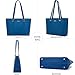 Handbags for Women Shoulder Tote Satchel Purse 2 Pcs Set with Matching Wristlet Bag QueBlue