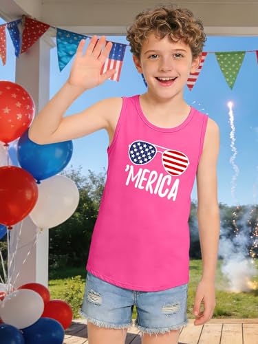 Image of CAZYCHILD Girls American Flag Tank Tops Boys 4th of July Shirts USA Summer Sleeveless Tee Independence Day Outfit 5-14y