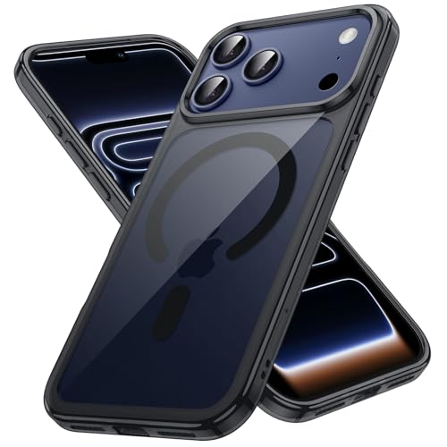 Image of JETech Magnetic Case for iPhone 17 Pro Max 6.9-Inch Compatible with MagSafe, Shockproof Phone Bumper Cover, Anti-Scratch Clear Back (Black)