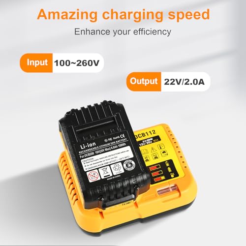Lenoya DCB112 Repalcement Charger for Dewalt 12v/20v Battery Charger Compatible with Dewalt 12v/20v Max Battery DCB200 DCB203 DCB125 DCB107 Yellow by Lenoya - Image 4