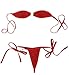 Women Strapless Bandeau Bikini Sets 2 Pieces Micro Thong Swimsuit Mini Bra Slingshot Bathing Suit Red