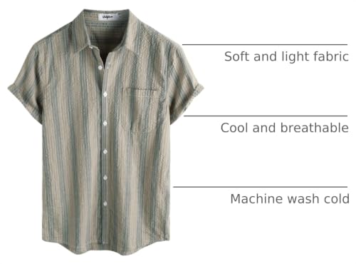 Image of VATPAVE Mens Striped Summer Shirt Casual Button Down Short Sleeve Beach Shirts Cotton Shirts for Men