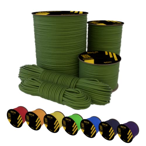 EdcX 4 mm Nylon Paracord 550 (15, 30, 50, 100 y 300 m) - Tipo III, Cuerda 100% Nailon, Cuerda de 7 hebras, Cuerda de Nailon de 4 mm (Moss, 300 m) Cover