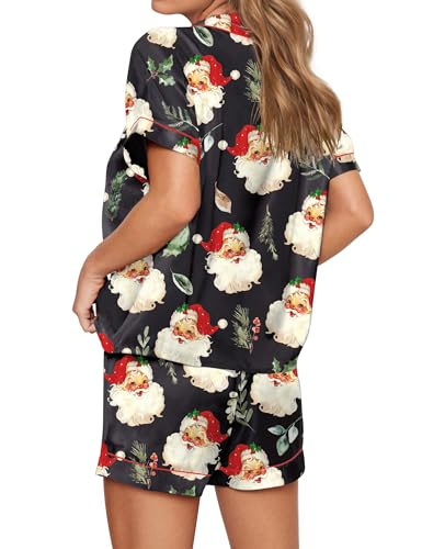 Image of SHESHOW Satin Pajamas for Women Set Preppy Animals Pjs Short Sleeve Shorts 2 Piece Loungewear Sets XS-XXL