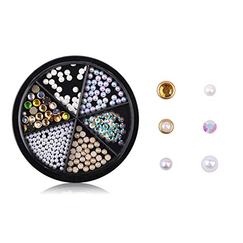 IKAAR 2 Box Nagel Kunst Strass, Mix Größe Nagel Perlen Glitter Strass Stein Gold Metall Ohrstecker Unregelmäßige 3D… – Bild 4