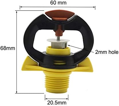 Botanical Garden Lawn Nozzle 1/2" Rotary Hanging Mist Nozzle Agriculture Greenhouse Sprinkler Irrigation 360 Degree Garden Sprinkler Watering 40 Pcs (Color : Yellow)
