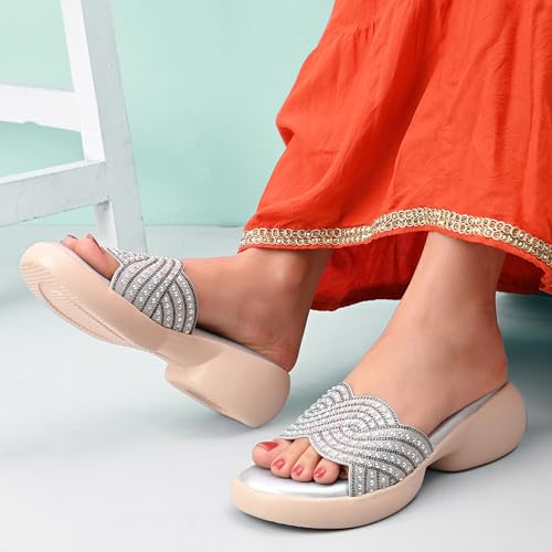 Image of Centrino Women's Sandals | Stylish Slip-On Sandals for Ladies |Elegant Slide Sandals with Butterfly Studded Embellishment Design | Lightweight and Durable Fashion Footwear (9310)