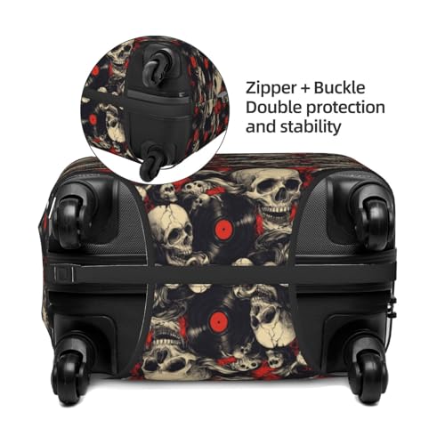 Luggage Cover Protector - Classic Skull Records Print Fit 25-28 Inch Suitcase Covers for Luggage3