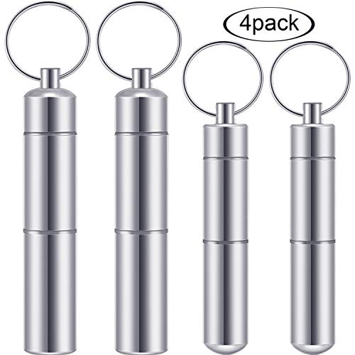 4 Pieces 2 Sizes Portable Toothpick Pocket, Aluminum Waterproof Toothpick Holder Pill Case