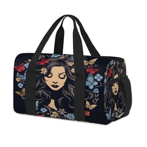 Fashion Women Gym Bag for Women, Duffle Bag for Travel Sport, Lightweight Waterproof Carry on Weekender Dance Yoga Workout Bags, Modern Art