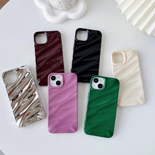 Coque iPhone 15 Pro rouge vin motif ondulations d'eau souple - 7