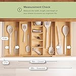 KitchenEdge Adjustable Bamboo Kitchen Drawer Organizer for Utensils and Junk, Expandable to 28 inches Wide, 9 Compartments - Image 4