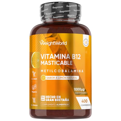 Vitamina B12 Masticable 1000mcg, 400 Comprimidos Veganos, Sabor a Limón Natural - Más de 1 Año de Suministro, B12 Metilcobalamina, Sin OGM ni Gluten
