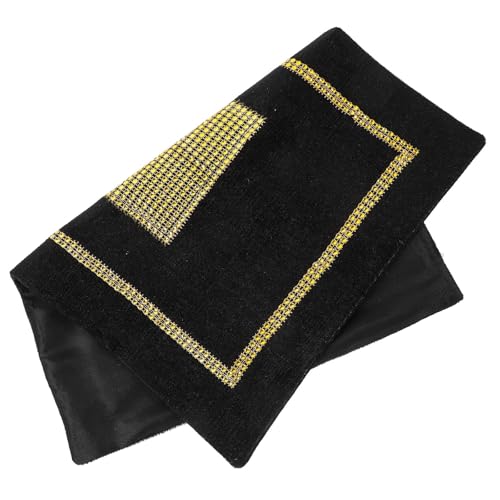 Veemoon 2 Pièces Set de Table Décoratif en Polyester et Lin Noir Strass Dorés, Napperons Élégants pour Décoration de Table à Manger et Réception Maison