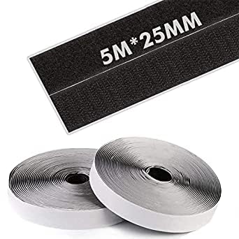 Brienstripe Hook and Loop Tape Self Adhesive Heavy Duty Straps Interlocking Tape Sticky Back Fastener Strong Hook and Loop Adhesive Tape for School Home Office.(5M*25MM)