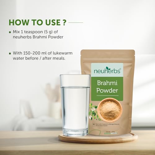 Image of Neuherbs Brahmi Powder - 100g For Men & Women | Ayurvedic Care To Manage Stress & Boost Brain Health | Rich in Antioxident | 100% Pure & Natural | No Added Preservatives