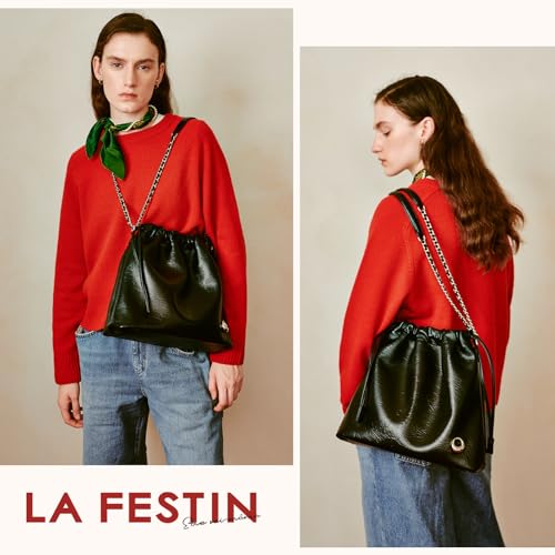 LA FESTIN Leather Bag for Women-Stylish Crossbody Purse with Chain Strap Luxury Soft Shoulder Bag Fashion Tote for Work2
