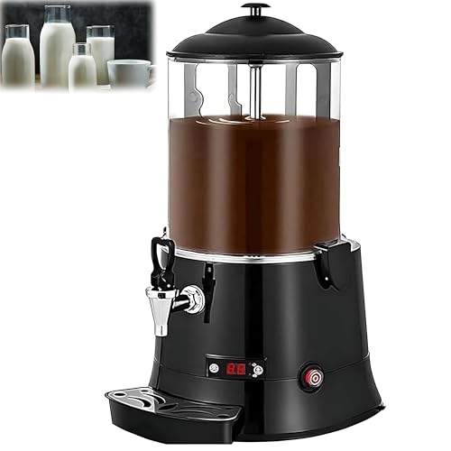 FgdVrelnor Chocolatera Comercial,Chocolatera De Gran Capacidad,Capacidad De 5/10 l,Temperatura Ajustable: 30-90 °C,Acero Inoxidable 304,Apto para Leche, Café y Cacao Black10L
