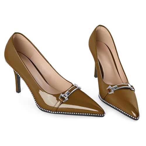 Image of Women's High Heel Pumps Stiletto Heel Pumps for Women Pointed Toe Heels Elegant Classic 3.5 Inch Beaded Pumps