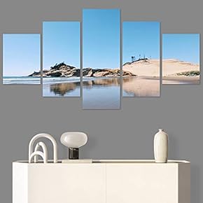 SIGNWIN 5 Panel Canvas Wall Art Coastal Scenery...