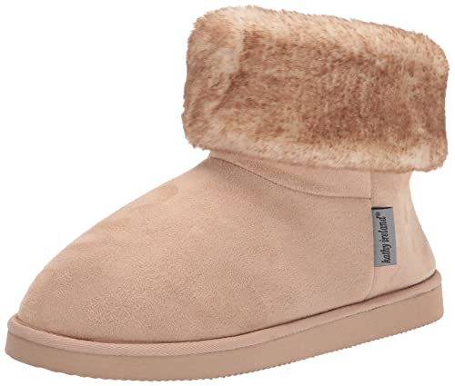 Kathy Ireland Women's Freesia Bootie Slipper, Tan, 7