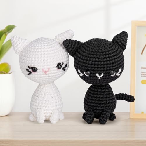 Image of Crochet Kit for Beginners, Crochet Starter Kit with Step-by-Step Video Tutorials, Crochet Animal Kits for Adults, DIY Craft Supplies (Magical Cats)