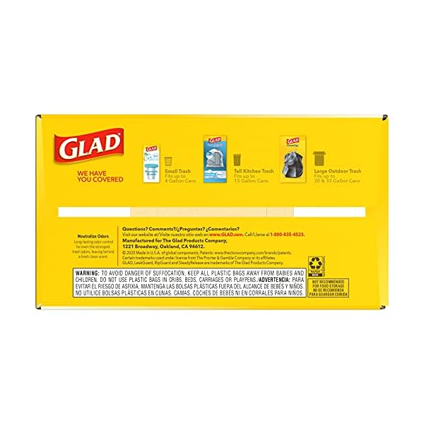 Glad ForceFlex Müllbeutel, groß, mit Kordelzug, ca. 45 l, Weiß – Bild 19