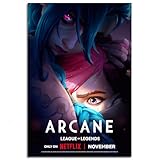 DEKBOND Arcane Season 2 Canvas Prints Jinx&Vi Game Poster Cinema Dormitory Bedroom Aesthetic Poster Poster Wall Art For Home Office Bedroom Decorations Unframed 36"x24"