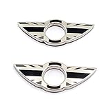 türschloss mini cooper r50 Lieferumfang: 2 Stück im Set 2 Stück Metall Flügel Emblem Ringe Türschloss Pin Knöpfe Kreis Dekorative Zierleiste Aufkleber für Mini Cooper Schrägheck Covertible Coupe Roadster Countryman Paceman (Union Jack Schwarz, Groß)