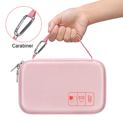 Canboc Hard Travel Electronic Organizer Case For Macbook Power Adapter Charger Cable Apple Magic Mouse Power Bank Apple Pencil Usb Flash Disk Sd Card Small Portable Accessories Tech Bag, Rose Gold #TOP4