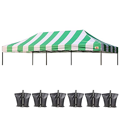 Image of ABCCANOPY Replacement Canopy Top for Pop Up Canopy Tent 10x20 Green Stripe