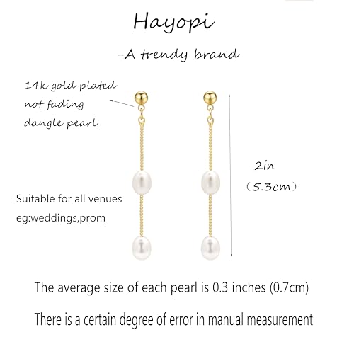 Pearl Earrings for Women - Dainty Gold Dangle Drop Earrings, 14k Gold Plated Cute Bow Design, Hypoallergenic Pearl Studs, Wedding Jewelry Gifts3