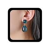 Inilbran Boho Verde Lágrima Pendientes Colgantes Vintage Acrílico Gota De Agua Pendientes Verde Geométrica Ovalada Gota Pendiente Grande Lágrima Stud Joyas Para Las Mujeres