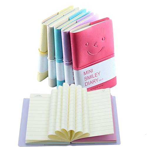 Mini quaderno, diario di design con elastico, uno dei blocchi note più alla moda con copertina in finta pelle per viaggi, scuola, ufficio, regalo, colori casuali (set da 5)