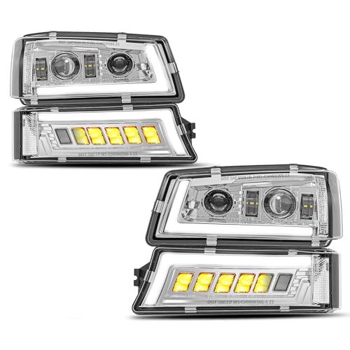 Image of Z-OFFROAD LED Headlights Assembly DOT Approved with DRL Turn Signal Hi /Low Sealed Beam Compatible with 03-06 Chevy Silverado Avalanche (Sequential Turn Signal + Clear Side Marker) - Chrome