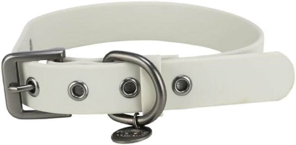TRIXIE dog collar CityStyle M-L: neck circumference 15.7–18.5 inches / 0.98 inches light grey PVC collar for medium to large dogs, adjustable, water-repellent & wipeable, 1971616