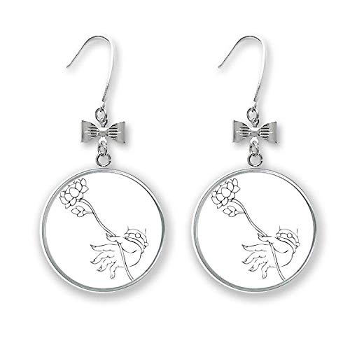 Boucles d'oreilles pendantes main de lotus au design artistique raffiné