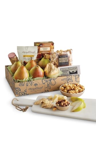 Harry & David Harry's Gift Basket, All Occasions, Birthday, Holiday, Corporate, Food Gift Basket For Men And Women With 6 Pears, Popcorn, Cheese, Mixed Nuts, Sausage & 3 Seed Crackers