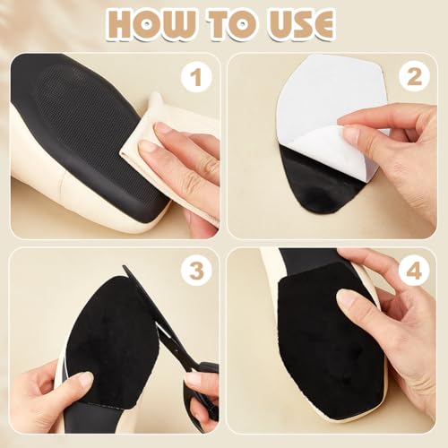 Image of PH PandaHall 20pcs Suede Soles Self Adhesive Half Soles Shoes Pads Non-Slip Shoe Sole Protectors Stick on Suede Patches for Dance Shoes High-Heeled Pole Dance Shoe Protectors 5x3.3, Black