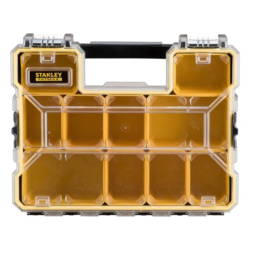 Stanley FatMax Profi-Organizer (44,6 x 11,6 x 35,7 cm, tiefe Fächer, stabiler Deckel, Metallverschlüsse, wasserdicht, herausnehmbare Boxen, extra Box für Kleinteile) 1-97-518