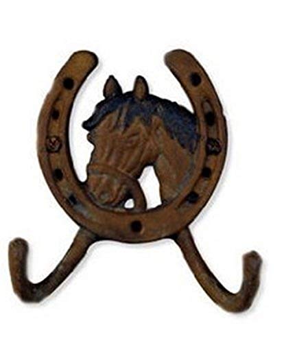 Sunset-Vista-Designs-Cast-Iron-Double-Wall-Hook-Horse-Shoe-with-Horse Sunset Vista Designs Cast Iron Double Wall Hook Horse Shoe with Horse